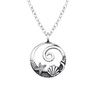 Sterling Silver Shell and Starfish Necklace